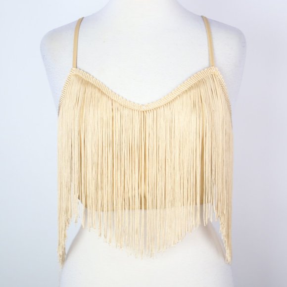 PrettyLittleThing Tops - Pretty Little Thing Womens Size 6 Tassel Fringe Crop Tank Top